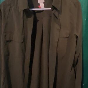 Olive Green Button-Up Shirt